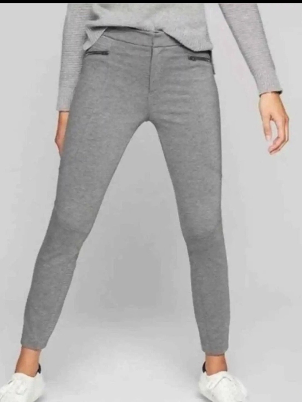 Athleta Ponte Moto 2.0 Pants Zip Pockets Skinny Stretch Gray Women's Size 10